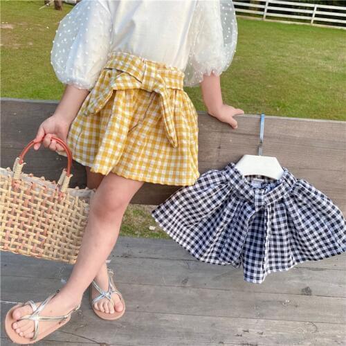 Summer Toddler Girls Shorts Fashion Korean Style Loose Plaid Shorts for Girl Kids Pants 2 3 4 5 6 Years Kids Pants Child Shorts