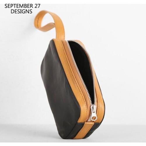 Mini Storage Hand Bag Genuine Leather Luxury Handmade Casual Organizer Clutch Bag Lovers Simple Travel Cell Phone Wallet Unisex