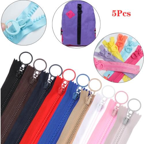5pcs Resin Zipper 25cm Candy Colors Zippers Trousers Round Ring Zipper Clothing Zipper Coil DIY Sewing Bag Garment Accessories