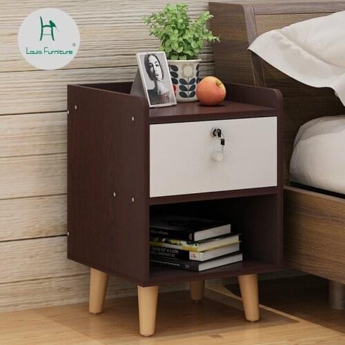 Louis Fashion Nightstands Bedside Cabinets Solid Wood Legs Nordic Minimalist Modern Multifunctional Storage Cabinet Simple
