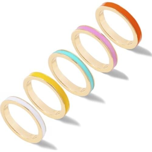 2021 New Drip Ring 5 Colors A Set of Multi-color Simple New Small Jewelry 2020 trend