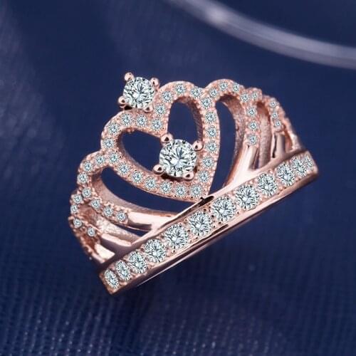 2021 new arrivals rose gold silver color crown fashion tredy creative promise engagement ring for women lady party gift R4595