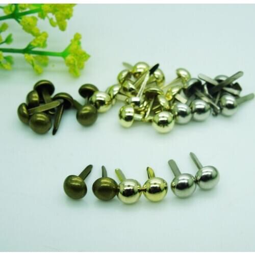 New 600 Pcs 6mm Round Bronze Silver Gold Plated Mixed Color Mini Brads Scrapbooking Embellishment DIY Metal Crafts