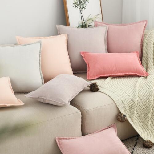 Solid Pillow Case Pink Cushion Cover Ivory Suede Soft Home Decorative Pillow Cover Fringed 45x45cm/60x60cm/30x50cm