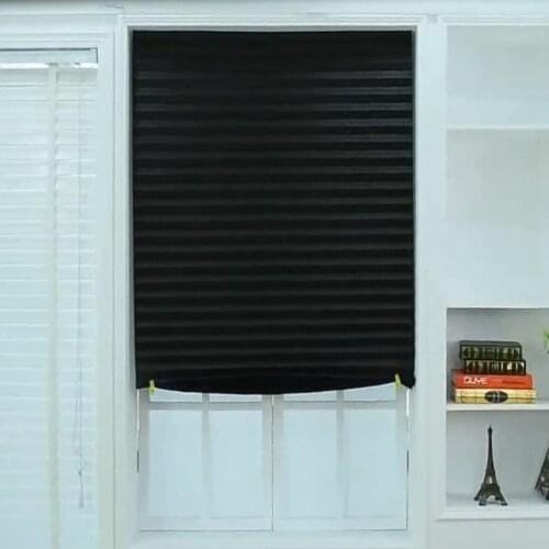Blackout Pleated Window Shades Window Blind Blackout Light Block Cordless Black 35"X59"