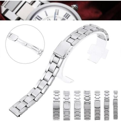Fashion Metal Replacement Band Strap Silver Stainless Steel Straight End Watch Band Strap 12/14/16/18/20/22/24mm Universal Strap