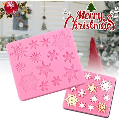 Christmas Decorations Chocolate Party Snowflake DIY Silicone Mold Fondant Baking Cooking Cake Decorating 2