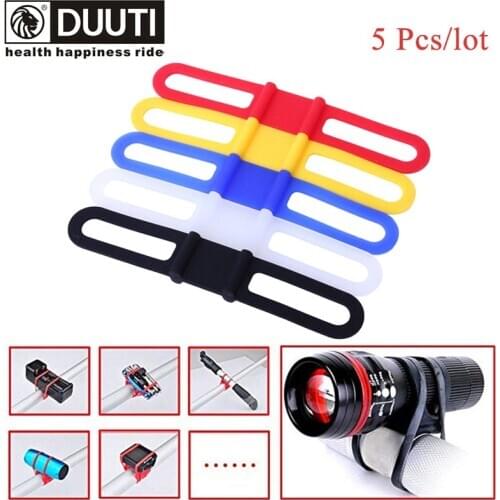 Silicone Bicycle Flashlight Strap Ties Elastic Rubber Light Torch Holder Water Bottle Pump Band Cycling Bike Accessories 5 Pack
