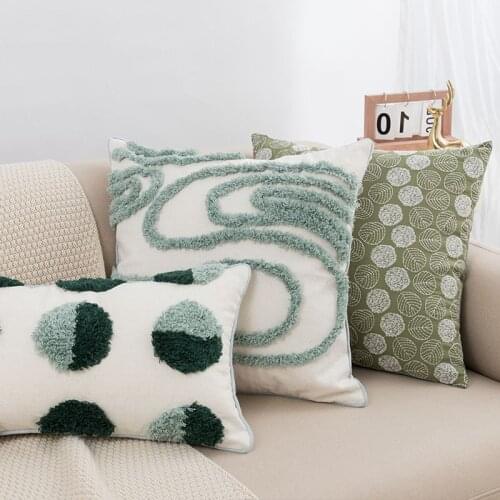 Light Green Wind Tufted Cushion Cover Living Room Sofa Tassel Cushion Bedroom Moroccan Style Pillow Cover 30x50cm/45x45cm