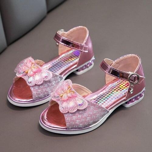 Fashion princess shoes 2021 summer girls sandals soft heels shoes for girls students lightweight Roman dance shoes