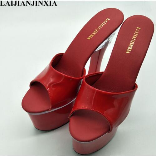 LAIJIANJINXIA 7 Inch High-Heeled Shoes Open Toe Sandals Two Ways Women 18cm Platform Slippers Buckle High Heel Dance Shoes