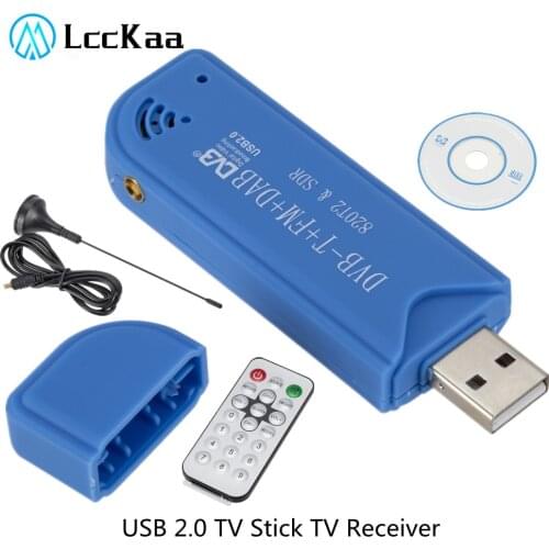 LccKaa TV Receiver Smart TV stick Mini Portable Digital USB 2.0 TV Stick DVB-T + DAB + FM RTL2832U + fc0012 Support SDR Tuner