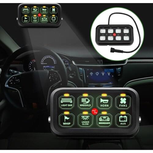 Universal 8 Gang On-Off Green LED Circuit Breaker Rocker Switch Panel for Car Boat Marine