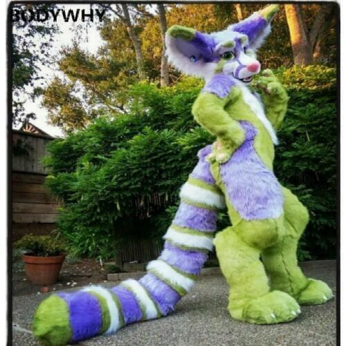 High Quality Fox Terrier Animal Long Fur Husky Cosplay Mascot Costume Suit Fursuit High Simulation Fancy Dress Free Shipping
