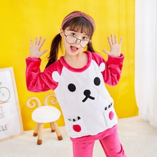 Winter Kids Flannel Pajamas Set Cartoon sets Boys Girls Keep Warm Sleepwear Suit Nightwear Clothes