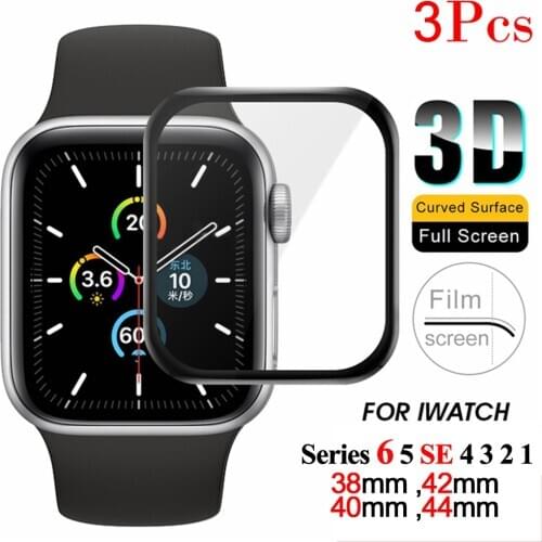 Full Cover Screen Protector For Apple Watch Series 6 5 SE 4 3 2 1 Protective Film iWatch Soft Glass For Apple Watch Accessories