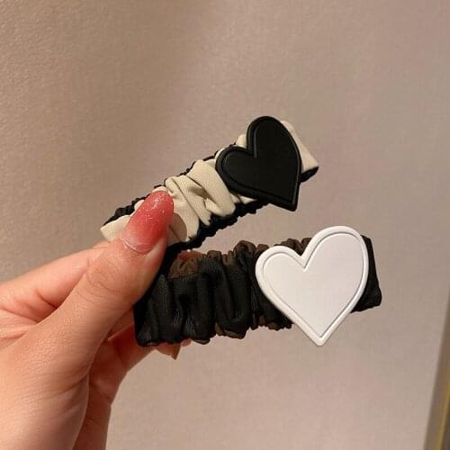 Black White Heart Sweet Leather Geometric Hairpins For Women 2021 Korean Summer New Fashion Hair Accessories Clips Grips