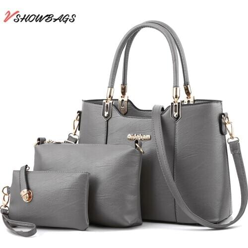 Ladies PU Leather Handbags Women Classical Shoulder Bags Mini PU Crossbody Handbags Luxury Business Bags 3 pc Women Handbags