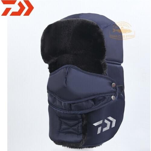 Winter Daiwa Fishing Cap Unisex Outdoor Ski Riding Waterproof Fishing Cap FleeceThickened Ear Protectors Windproof Fishing Hat