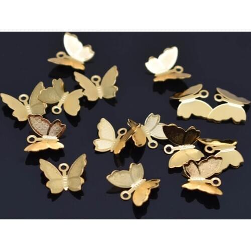 10Pcs/Lot Metal Copper Butterfly Pendant Charms For Necklace Bracelet Earrings Butterfly Jewelry Making Findings Accessories