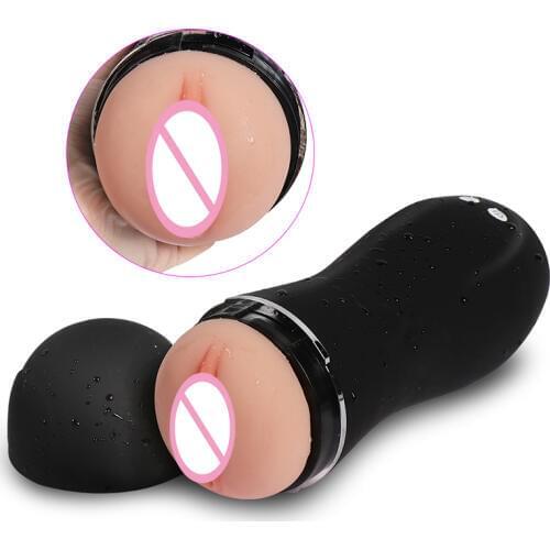 10 Speed Men Masturbator Aircraf Cup Girls Realistic Vagina Artificial Pussy Male black USB charging Cup Adult Sex Toys for Men