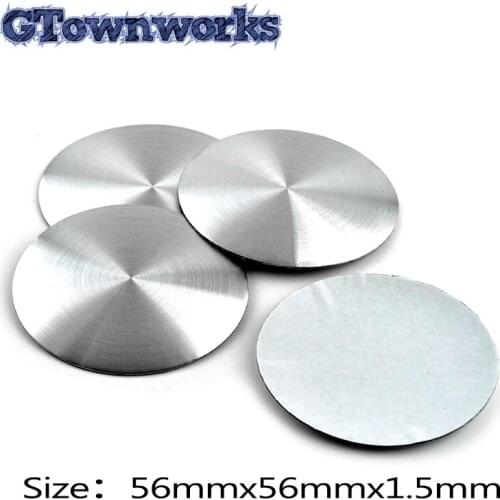 4pcs 56mm Universal Curved Surface Car Wheel Center Hub Caps Sticker Logo Solid Color Aluminum Large Black Silver