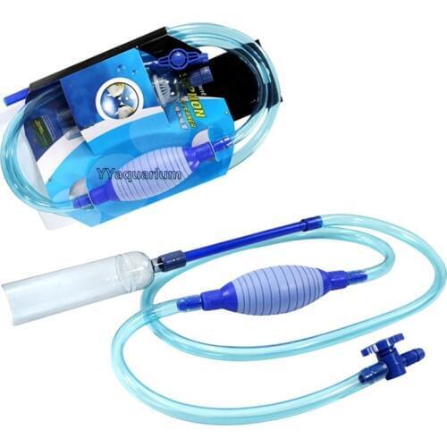 Aquarium Siphon Pump Gravel Cleaner Cleaning Tools PVC Semi-automatic Vacuum Cleaner with strainer for Fish tank