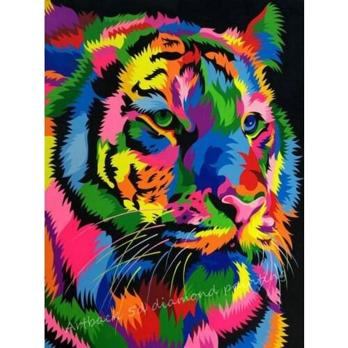 5d diy diamond painting color tiger full square / round drill hand embroidery 3d stick diamond embroidered animal