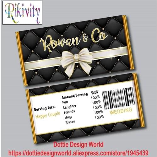 Diamond Bow Wedding Party Hershey Chocolate Candy Bar Wrapper Sticker Wine Water Bottle Labels Baby Shower Birthday Decoration