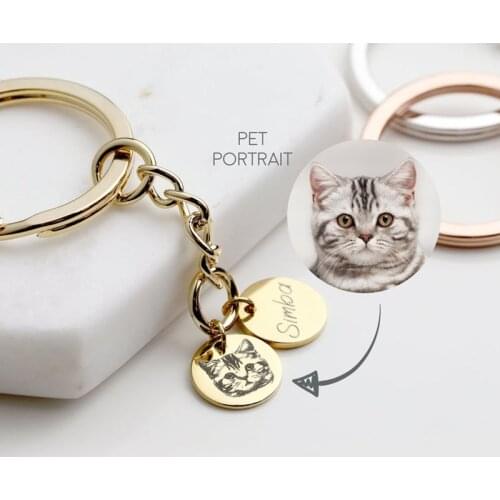 Personalized Pet Portrait Keychain Pet Lovers Gift Dog Best Friend Gift Portrait Keychain Dog Mom Pet Gift Fathers Day Gift