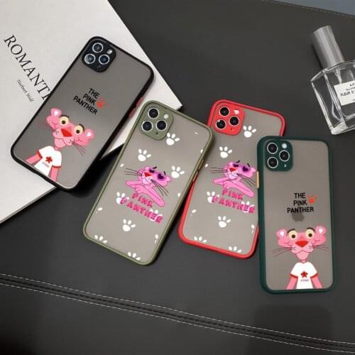 JAMULAR Cartoon Pink Panther Phone Case For iPhone 11 Pro 12 X XS MAX XR 7 SE20 6 8Plus Cute Transparent Hard Cover Matte Fundas