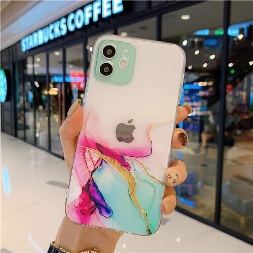 Watercolor Painting Phone Case for IPhone 12 Mini 11 Pro Max X XR Clear Shockproof Cover for IPhone 8 7 Plus XS Max Coque Fundas