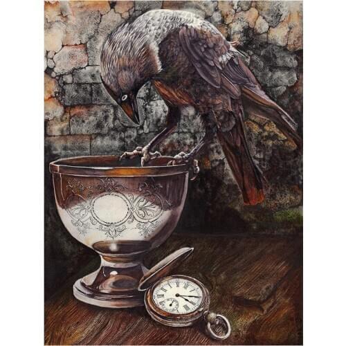 DIY Diamond Embroidery Crow and cup pattern Diamond Painting Cross Stitch kits rhinestone Mosaic picture Home Decoration