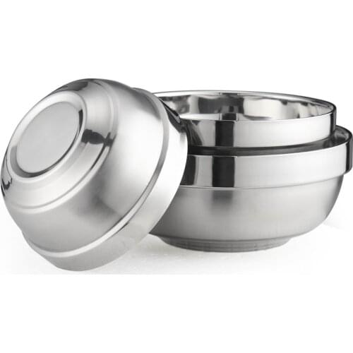 Double Layer Anti-Rust 304 Stainless Steel Bowl Thermal Insulation For Kitchen Flatware Dia12/13/14/15/16/18CM