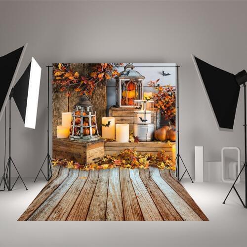 Autumn Fall Halloween Bat Backdrop Brown Wood Pumpkin Baby Child Portrait Photography Background for Photo Studio Photocall