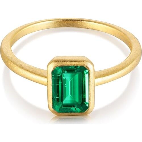Hot Sale Men Women Wedding 0.3 Mic Vermeil 18K Gold Plated Jewelry Emerald Rings