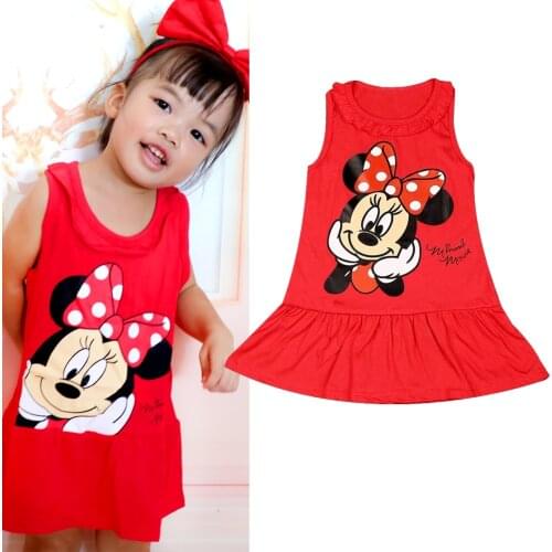 2020 New fashion Baby Girls Dress Summer Dress Cartoon Minnie Mouse Dress Princess Dress Childrens Girl clothing 1-6 years