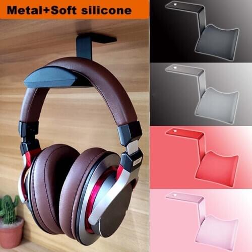 JINSERTA Universal Aluminium Alloy Headphone Holder Headset Bracket Hanger Metal+Silicone Earphone Stand Desktop Mount