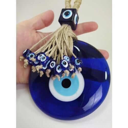 Tasselled Evil Eye Wall Hanging Handmade Glass Bead Pendant Charm Turkish Amulet Talisman Nazarlik Protector Boho Home Decor
