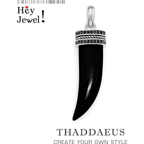 Pendant Black CZ Pave Tooth,2018 Fashion Jewelry Europe Bijoux Necklace Accessories 925 Sterling Silver Gift For Woman Men