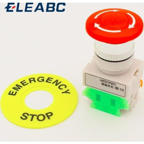LHLL- Red Mushroom Cap 1NO 1NC DPST Emergency Stop Push Button Switch AC 660V 10A