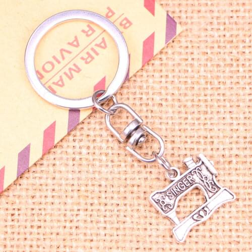 Fashion Keychain 20x17mm vintage singer treadle sewing machine Pendants DIY Men Jewelry Car Key Chain Souvenir For Gift