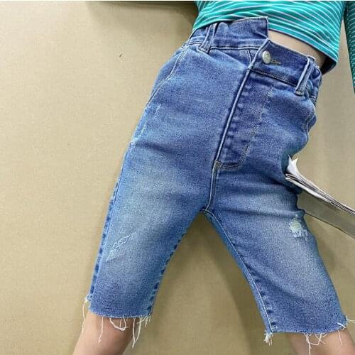 2021 new wholesale girls denim pants fashion summer girls jean pants 5-11t A793
