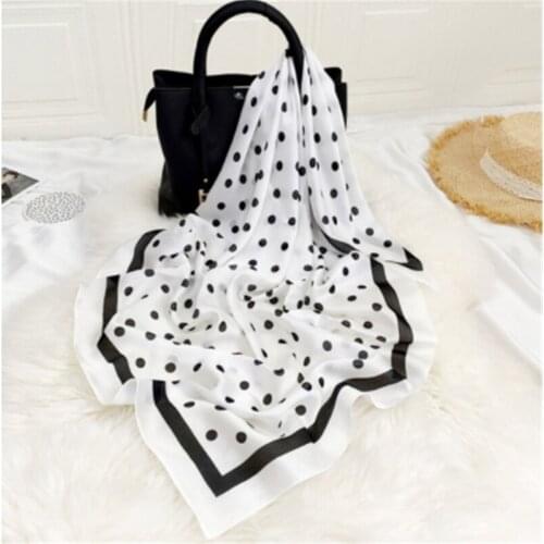 New Korean Womens Silk Scarves Fashionable And Simple Silk Scarves Hit Color Wild Small Silk Scarf Printed Small Squares