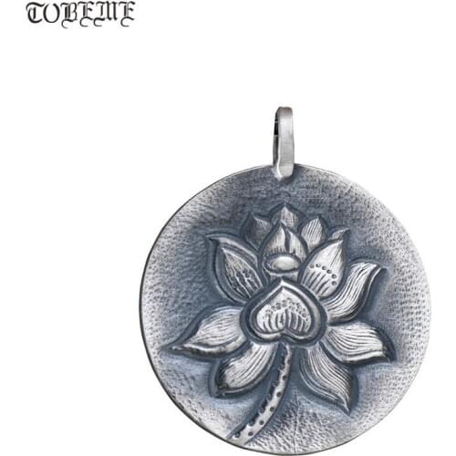 100% 999 Silver Tibetan Lotus Pendant Pure Silver Buddhist Lotus Pendant Tibetan Good Luck Fish Pendant