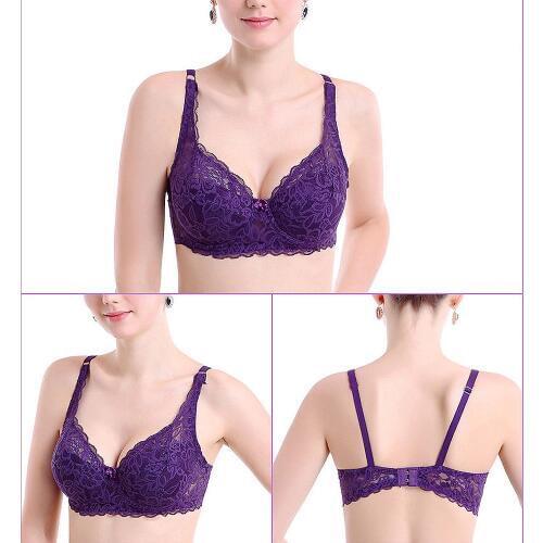 Full Lace Push up bra underwear D DD E F Cup Brassiere Unlined Lace Bras Embroidery Floral Lingerie Plus-Size Cute Underwear DN