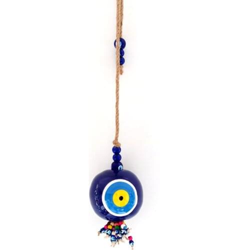 Handmade Door And Wall Ornament With Round Ceramic Evil Eye Beads