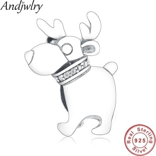 S925 Sterling Silver Happy Reindeer Charms Beads Fit Pandora Charms Bracelets Sliver 925 Original Charms Jewelry Berloque Gift