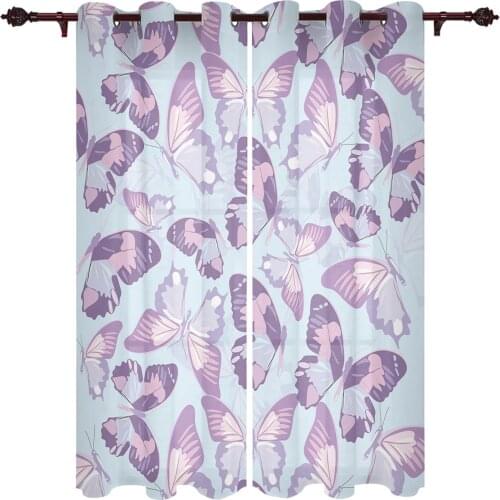 Modern Curtains Purple Butterfly Baby Room Bedroom Creative Window Curtains Kitchen Living Room Terrace Valance Curtains