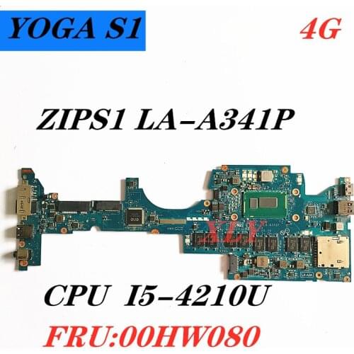SR1EF I5-4210U FOR Lenovo ThinkPad YogaS1 MomotherBoard ZIPS1 LA-A341P 100% test work free shipping FRU:00HW080